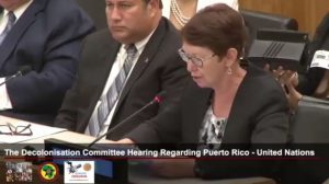 Alyson Kennedy ante Comité de Descolonización de Puerto Rico en la ONU