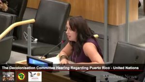 Natasha Bannan ante el Comité de Descolonización de Puerto Rico ONU
