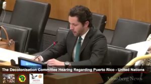 Phillip Arrollo ante el Comité de Descolonización de Puerto Rico ONU