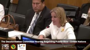 Carmen Yulín Cruz Soto lee petición ante la ONU de visita a Oscar López Rivera
