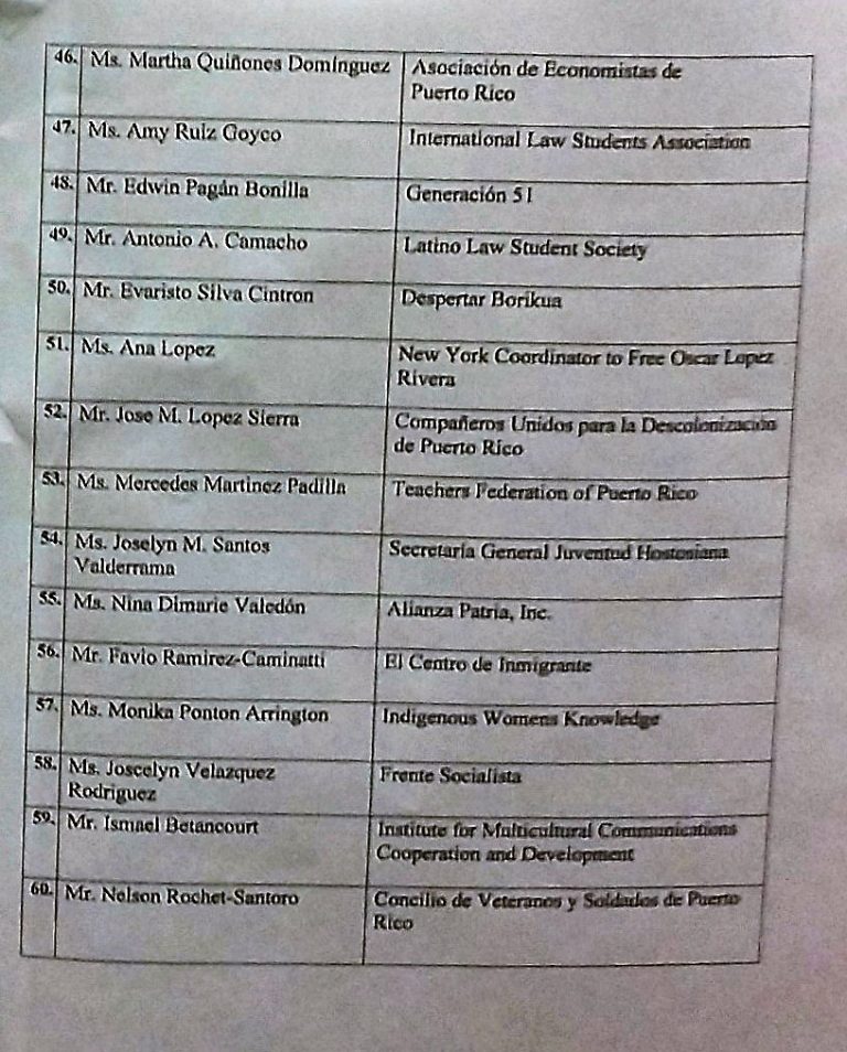 Vista ONU 2017 descolonización PR / UN hearing 2017 PR decolonization