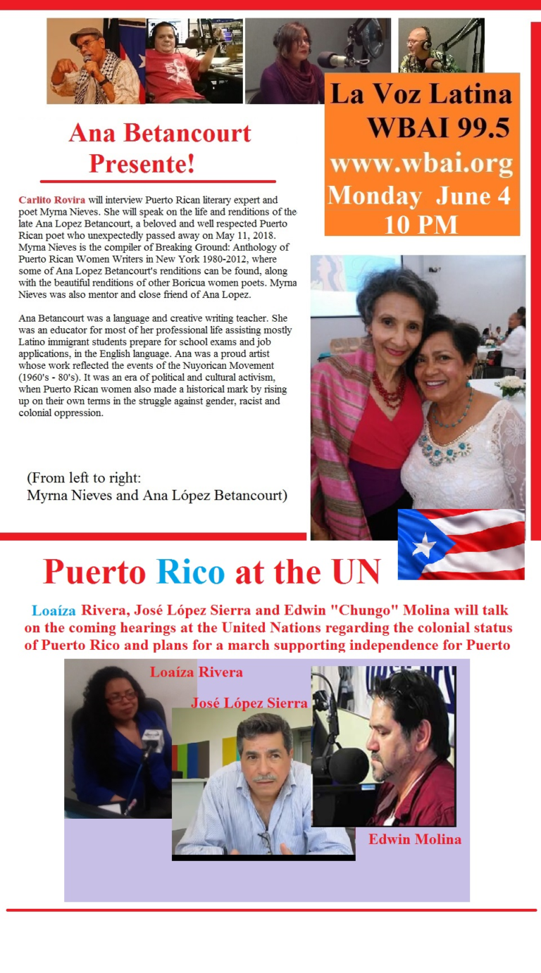 Our First Informacion Al Desnudo English Edition in La Voz Latina -WBAI 99.5fm