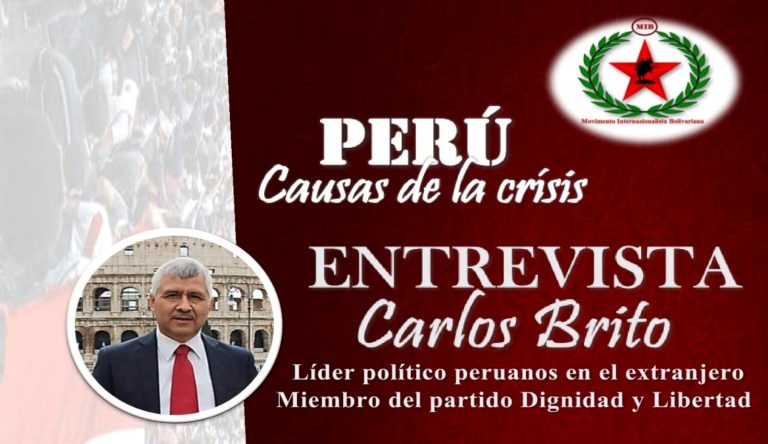 Carlos Brito, dirigente político peruano, hablará acerca de las causas de la crisis en Perú este sábado 21 de enero
